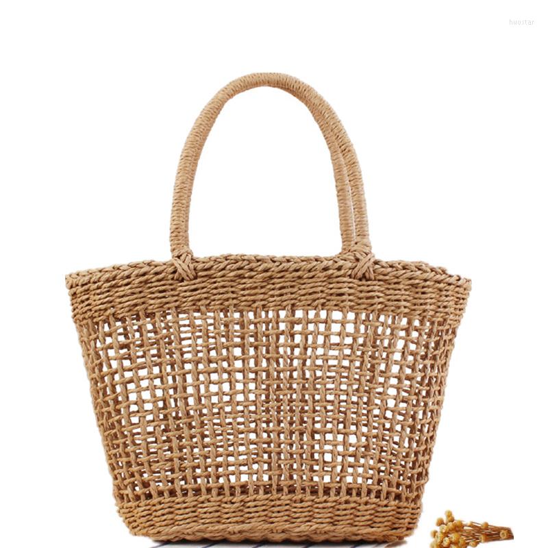 

Evening Bags Hollow Out Casual Straw Women Shoulder Bag Ladies Tote Large Handbag Hand-woven Knitting Beach Holiday Trave FemaleEvening, Beige hollow out