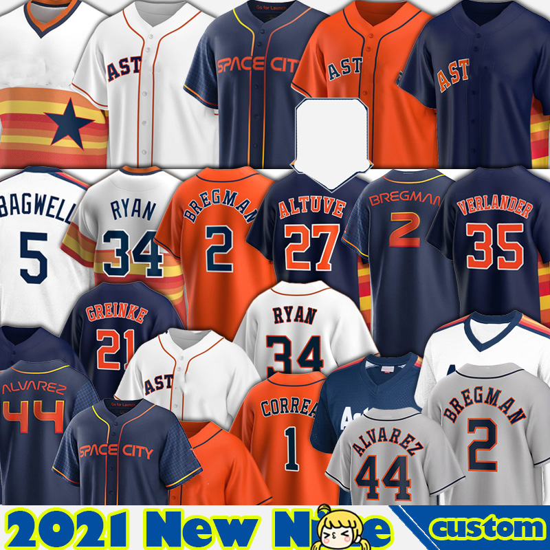 

2 Alex Bregman Houston Yordan Alvarez Jose Altuve Baseball Jersey Yuli Gurriel Martin Maldonado Jake Meyers Kyle Tucker Jeremy Pena Justin Verlander Pena Brantley, Custom retro men jersey