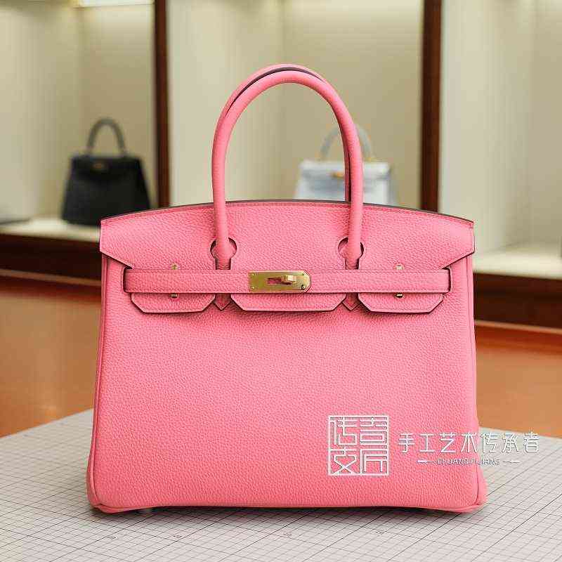 

Herme handbags birkins 35 40cm Designer Handbags new women's bag pure manual wax suture leather platinum bag Togo leather lipstick powder gold buckle, 25cm gold buckle