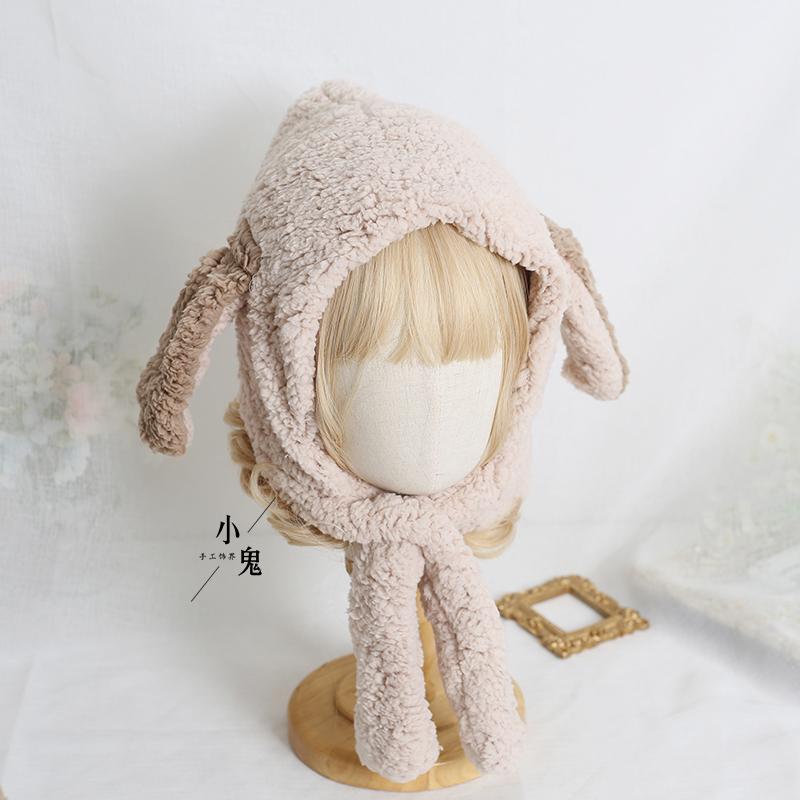 

Berets Japanese Sweet Winter With Velvet Thickening Ears Scarf Hat Lambs Wool Cloth Soft Nap Is FemaleBerets BeretsBerets, Milky white