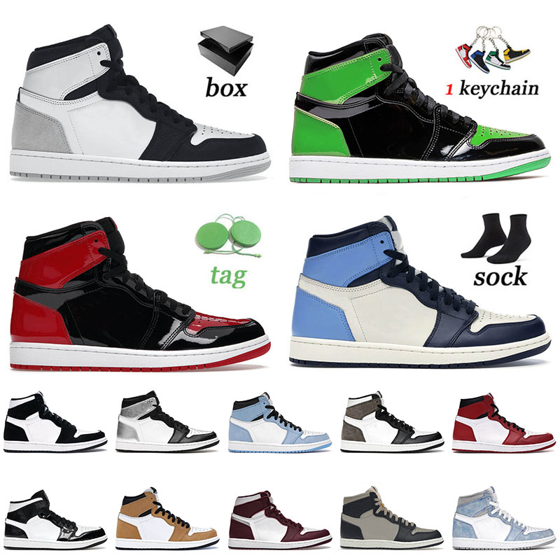 

2022 New Arrival Mens Basketball Shoes 1 1s Grey Fog Patent Green Jumpman Dark Marina Blue Bordeaux Seafoam Carbon Fiber Trainers Sneakers Eur 36-46, C2 bordeaux 40-47