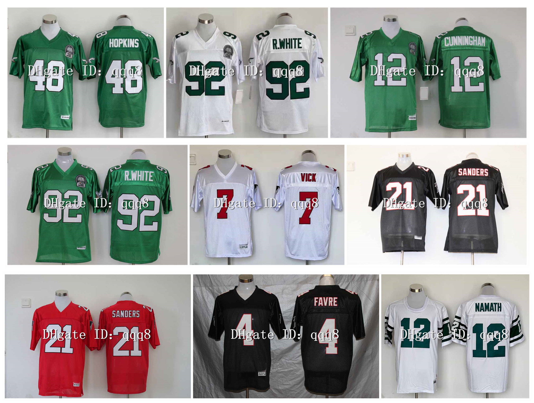 

Throwback Football Jersey 20 Brian Dawkins Warren Moon Randall Cunningham Reggie White Jerome Brown Seth Joyner Steve McNair Earl Campbell M&N Green Blue White, As pic