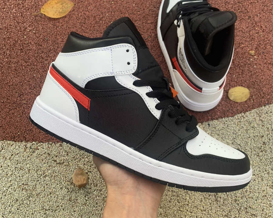 

Shoes Men 1S Jumpman 1 Mid Black Chile Red White Women Trainers Sneakers Sports, #1