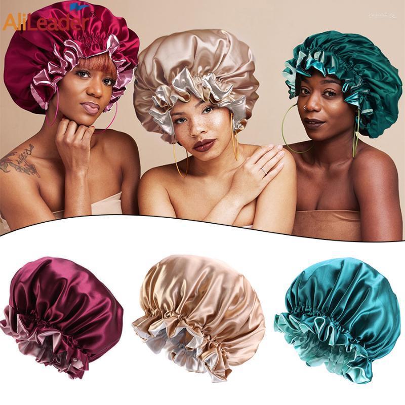 

Beanie/Skull Caps Adjustble Night Sleep Bonnet Soft Satin Nightcap With Drawstring Quality Double Layer Sleeping For WomenBeanie/Skull Chur2, Black