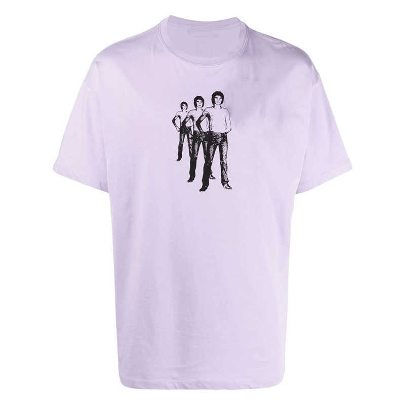 

Men' T-Shirts [Spot]Misssha 21 spring summer raf70s retro style Purple strong short sleeve T-shirt