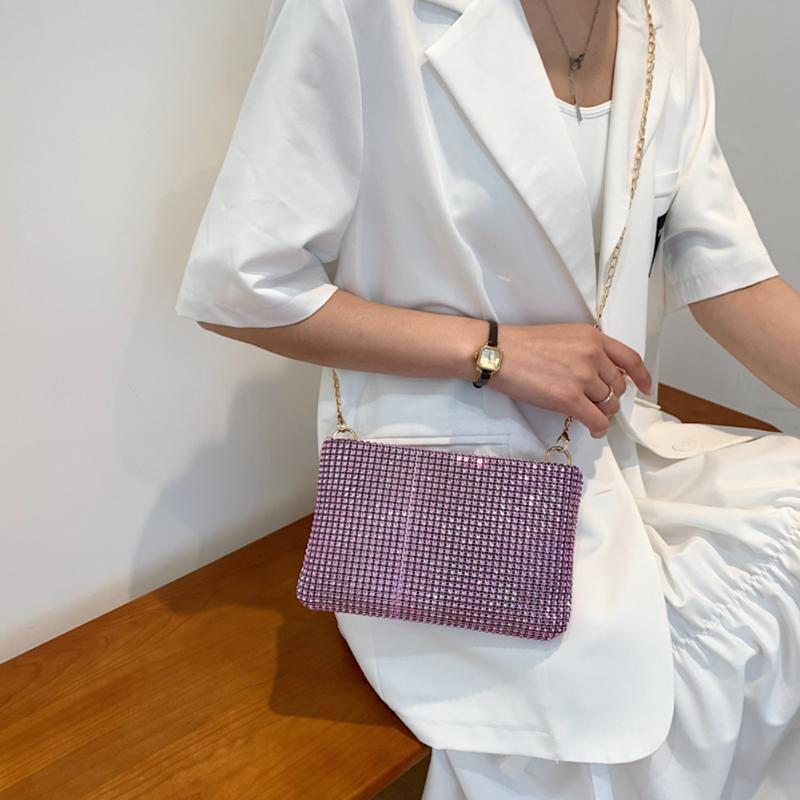 

Evening Bags Fashion Diamonds Shoulder Crossbody Bag Women Rhinestones Wedding Party Chain Clutch Phone Pouch Ladies Stylish Small HandbagEv, Silver
