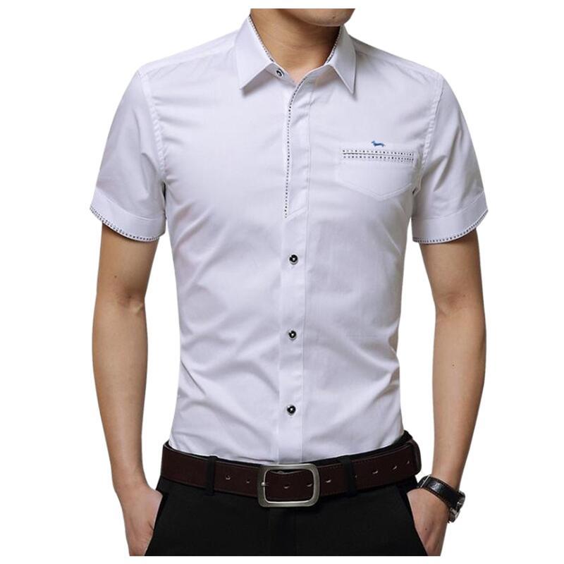 

Men's Casual Shirts Summer Business Blouses Brand Men Blouse Short Sleeve Harmont Print Fashion Blaine Shirt Slim Fit Mens, Black