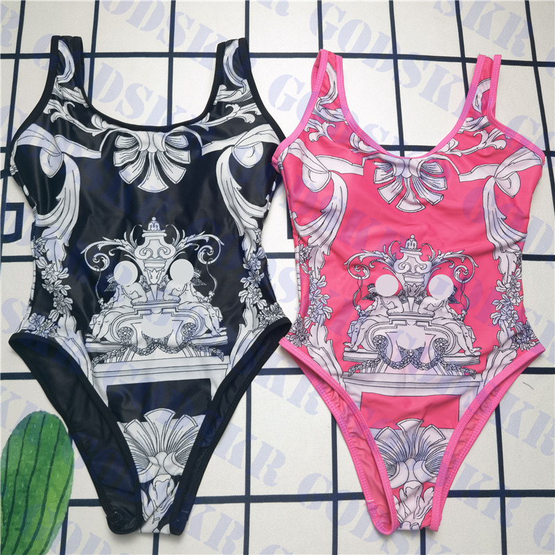 

Vintage Womens Bikini Bodysuit Swimsuit Letter Logo Swimwear Summer Beach Ladies Swim Wear Two Colors, Please contact me real pic