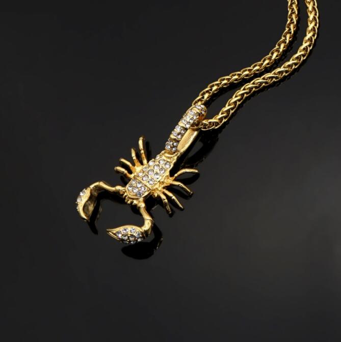 

Hip Hop Bling Iced Out Stainless Steel Animal Scorpion Pendants Necklaces for Men Rapper Jewelry Gold Color Gift