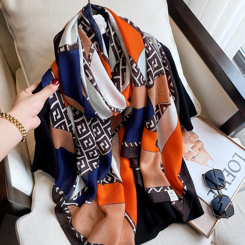 

Scarves 2022 Designer Fashion Brand Pattern Cotton And Linen Hand-feel Scarf, Long Decorative Warm Scarf Fashionable Shawl Muslim Hijab