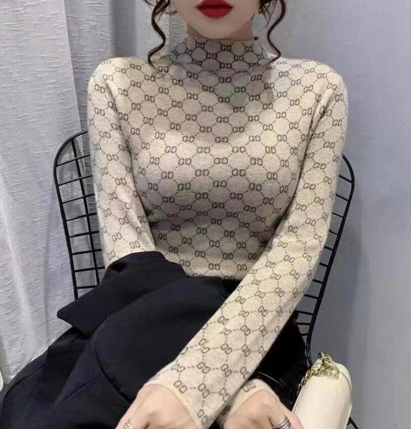 

Women Sweater For Pullovers Turtleneck Knitted Luxury GGity Letter Sweater Girls Tops, 01