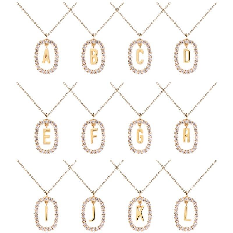 

Pendant Necklaces 10 Strands Zircon Letters Oval Shape Pendants Necklace Colors