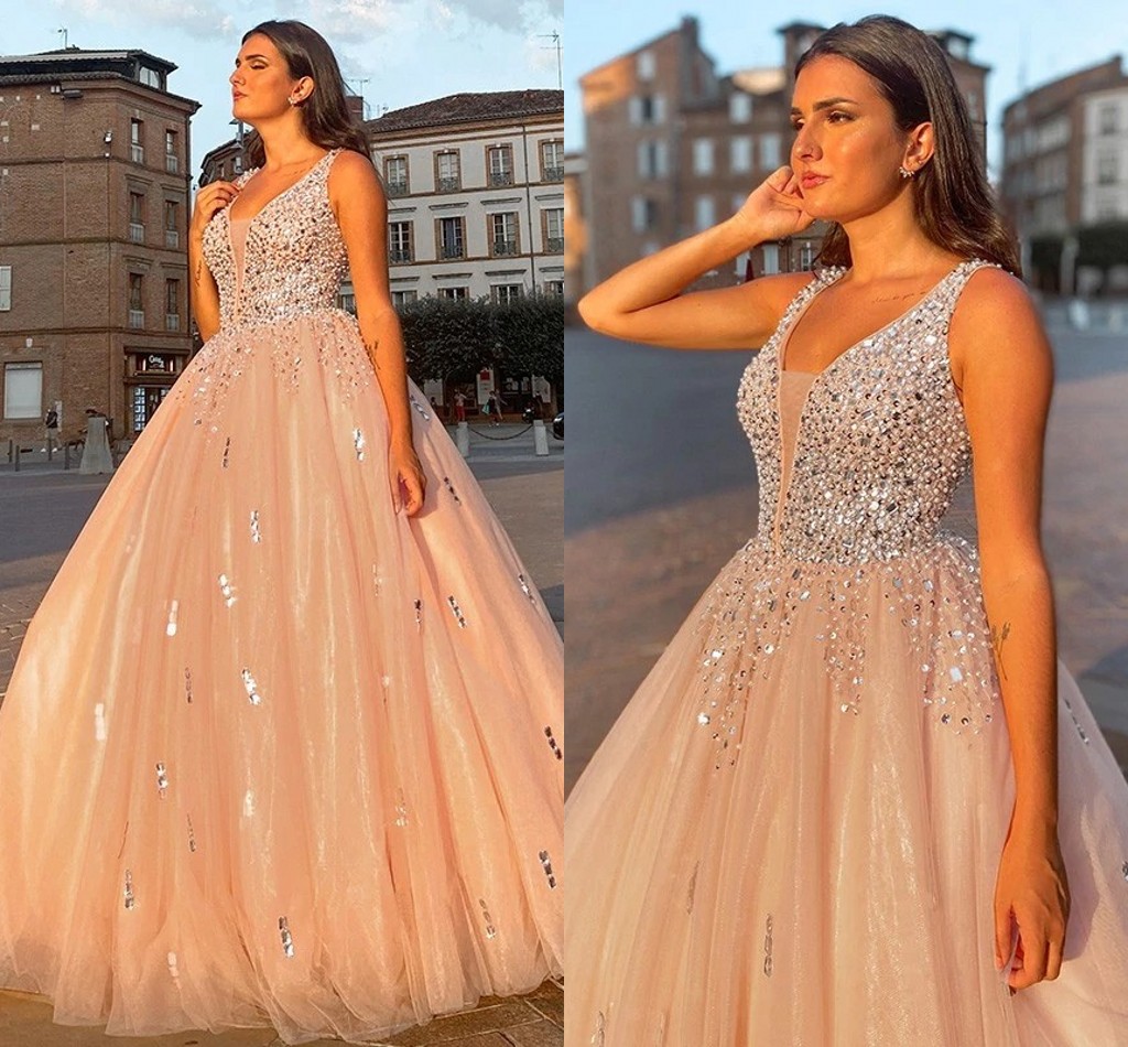 ball gown tulle v-neck beading sleeveless floor-length prom dresses Quinceanera Dress Vintage Navy Blue Lace Applique 2022 Formal Sweet 15 bc1279