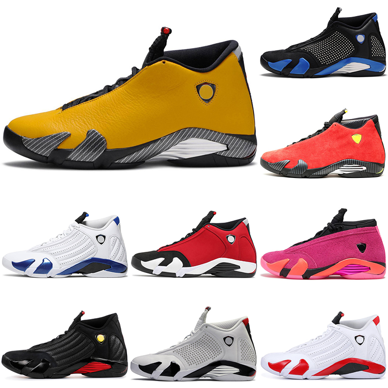 Chaussures de plein air pour hommes Jumpman x 14 Hyper Royal 14s Satin University Gold Red Desert Sand Baskets Baskets 40-46 58