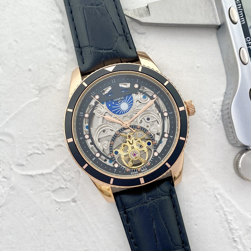 

2022 luxury mens watches Three stitches automatic Mechanical watch high quality European Top brand moon Phase leather strap Fashion AAA Watch Montre De Luxe Gift