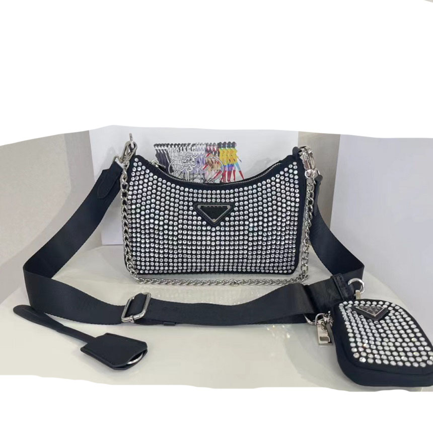 

2022 designers bags high quality nylon crystal appearance Handbags Bestselling wallet women bags Crossbody bag Hobo purses Free ship, White #m1bh204