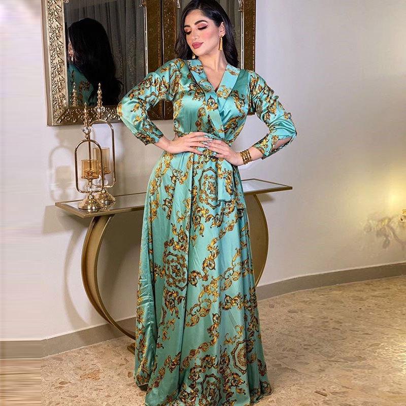 

Ethnic Clothing Eid Mubarak Abaya Dubai Turkey Satin Muslim Dress Women Arabic Moroccan Caftan Elegant Lady Islamic ClothingEthnic