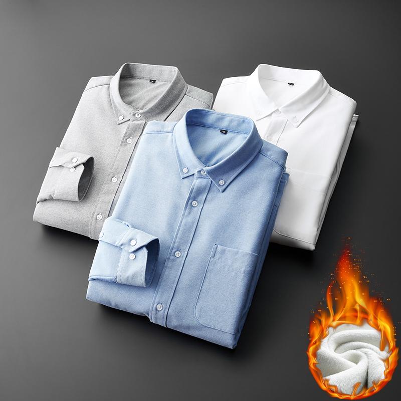

Men's Casual Shirts Oversized 5XL 6XL Winter Fleece Warm White Shirt 2022 Fashion Top Grade Comfortable Soft Men's Smart Classic ShirtsM, Blue