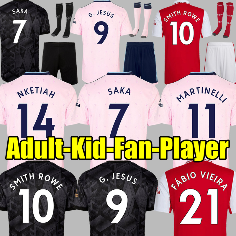 

22 23 ArSenal soccer jersey SMITH ROWE G.JESUS SAKA Fans Player version ODEGAARD ZINCHENKO MARTINELLI TIERNEY 2022 2023 football tops shirt Men Kids kit uniforms, Third ucl