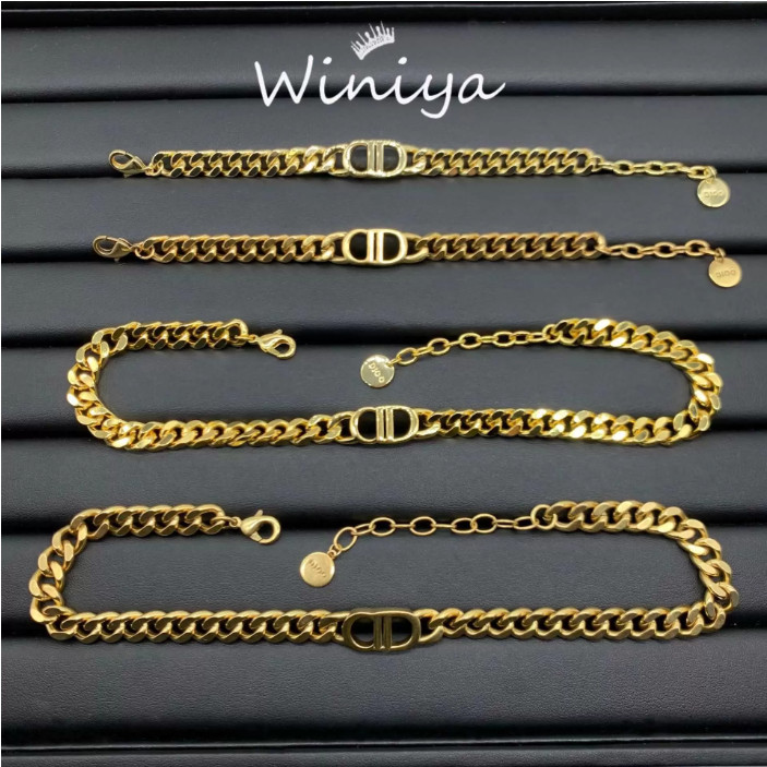 

luxury designer necklace dijia new letter thick chain neck chain bracelet womens high version temperament clavicle chain