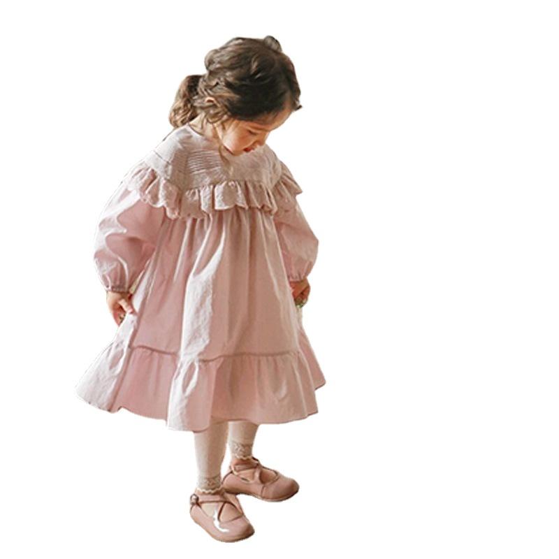 

Girl's Dresses Baby Girl Spring Autumn Embroidery Flowers Long Sleeve Cute Dress Girls Tulle Princess For Kids Lace Clothes CL852Girl's, Pink