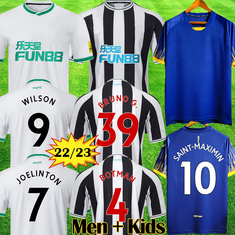 

Newcastle 130 Years Soccer Jersey BOTMAN NUFC 22 23 White BRUNO G. WILSON SHELVEY WOOD 2022 2023 3rd Away White TRIPPIER Football Shirt MAXIMIN Men kit Kids Equipment
