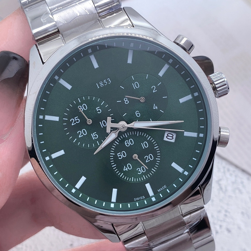 

2023 mens watches All Dials Working Quartz Watch high quality 1853 Top luxury Brand Chronograph clock leather And Steel belt fashion Six needle wholesale montre TIS