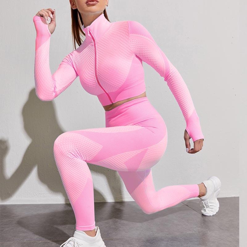 

Yoga Outfit Women Tracksuit Outfits Set Fitness High Waist Leggings Gym Zipper Running Sport Long Sleeve ClothingYoga, Darkgreenshirtspants