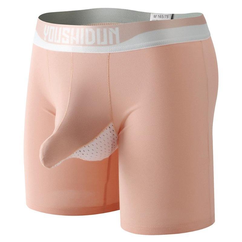 

Underpants Long Boxers Underwear Men Cotton Breathable Cook Big Pouch Design Shorts Mid-Waist Mens Casual Boxer Plus SizeUnderpants, Black