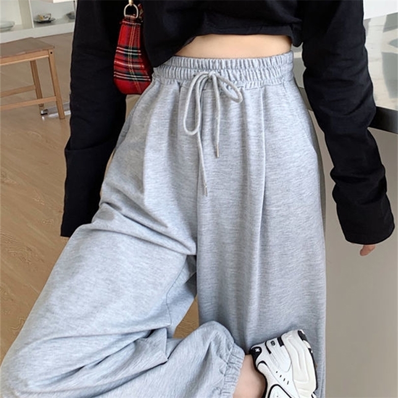 

HOUZHOU Gray Sweatpants for Women Autumn Baggy Fashion Oversize Sports Pants Balck Trousers Female Joggers Streetwear 220812, Black