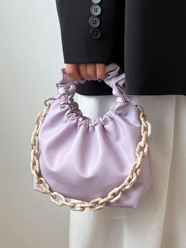 

Evening Bags Designer Women's Bag Top Handle Pleated Fashion Chain Pu Leather Handbag Female Shoulder Crossbody For Women 2022 LuxuryEve, Beige