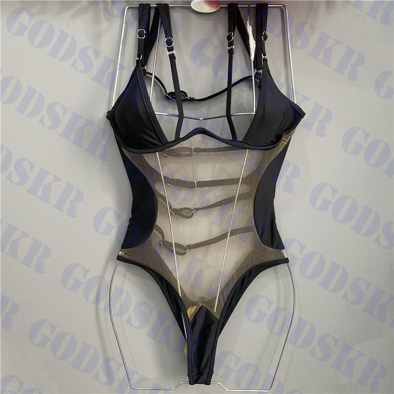 

Sexy Hollow Swimsuit Womens Bikini See Through Ladies Bathing Suits Textile Brand Newest One Piece Swimwear, Please contact me real pictures