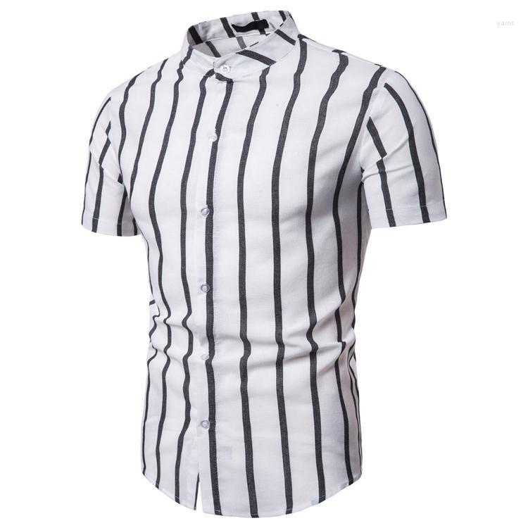 

Loldeal Stand-up Sliver Men' Casual Short-sleeved Shirt Shirts, Blue