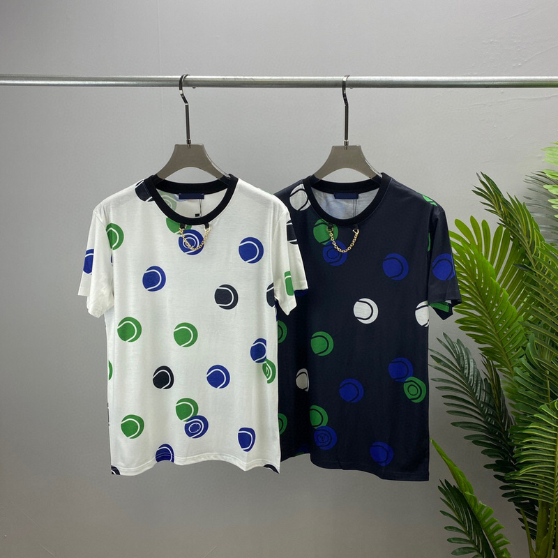 

Summer Europe France Paris Allover Logo Print Iron Chain Tee Fashion Mens Short Sleeve Tshirt Women Clothes Casual Cotton T shirts, White