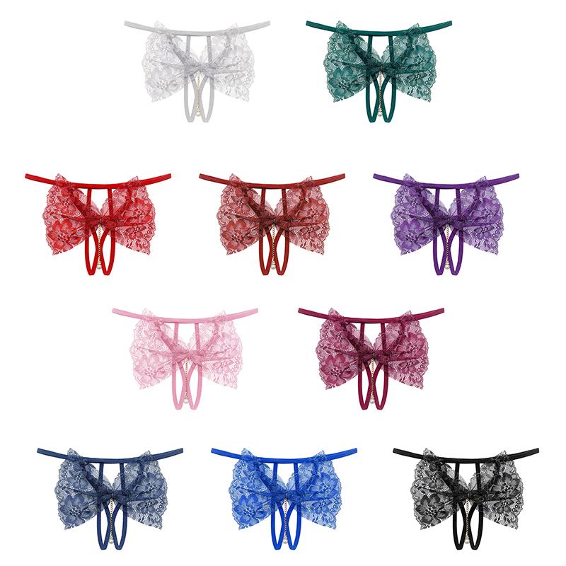 

Women's Panties Women Sexy Opening Crotch Bow Lace Crotchless Briefs For Sex Underwear Underpants Erotic Lingerie With AccessWomen's, As pic