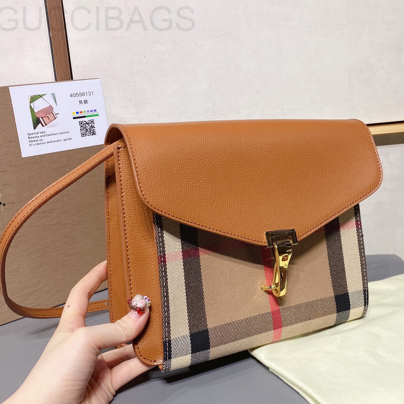 

Fashion Vintage Crossbody Bag Messenger Genuine Leather Women Handbag Purse Check Patchwork Plaid Color Shoulder Hasp Flap, Box