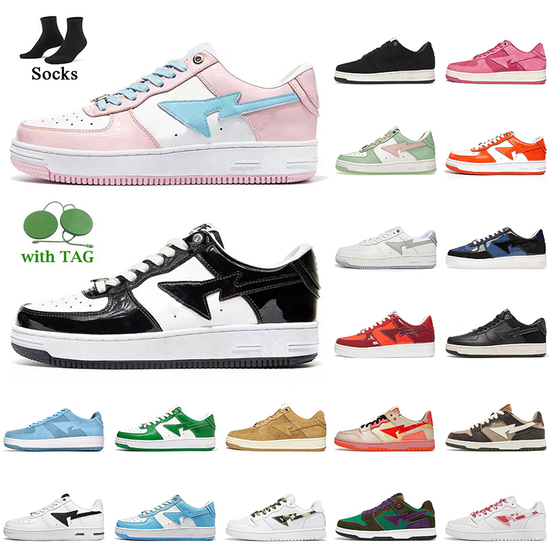 

Baped Pastel Pink Sta SK8 Women Mens Casual Shoes Designer Platorm Fashion Bapesta Runner Sneakers White Black Orange ABC Camo Blue Bapestas Trainers Shoe, C62 pastel pink 36-40