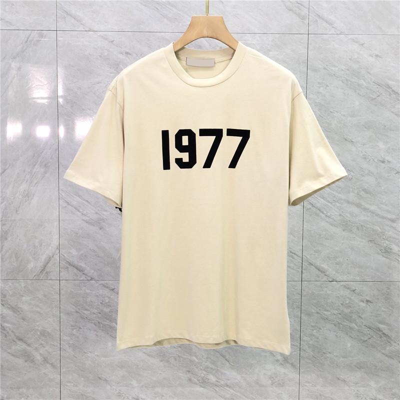 

22ss 1977 flocking print Multi Color Silicone Logo T Shirt Spring Summer Tee high street casual Men Women Short Sleeve Tshirt, Black