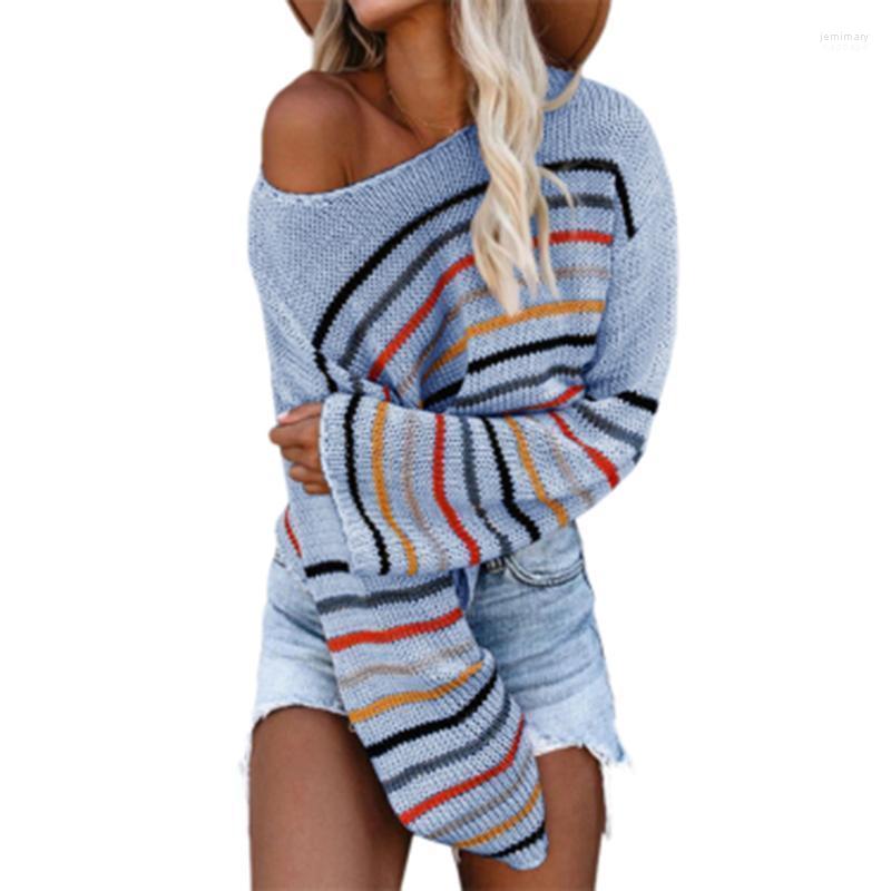 

Women's Sweaters Fashion Hollow Korean Round Neck Long Sleeve Knitted 2022 Autumn Sweater Multicolor Striped Short Basic Shirt Top Jemi22, Black