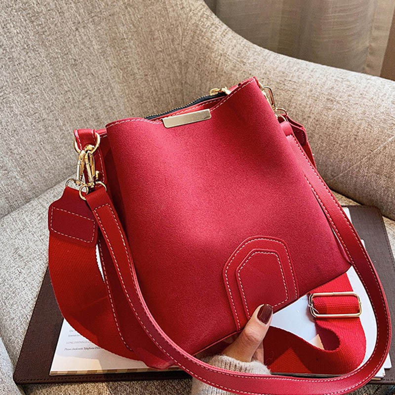 

C1 Women Bags Simple PU Frosted Handbag Single Shoulder Bag with Versatile Bucket Bag 4 Colors 19*22*21*13cm L9842, 28*22cm