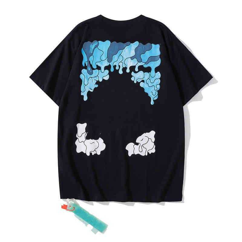 

Off Men's T-shirts Offs Tide Brand Dissolved Letter Water Drop Arrow Round Neck T-shirt and Women's Same Short Sleeve Printed the Back, 24