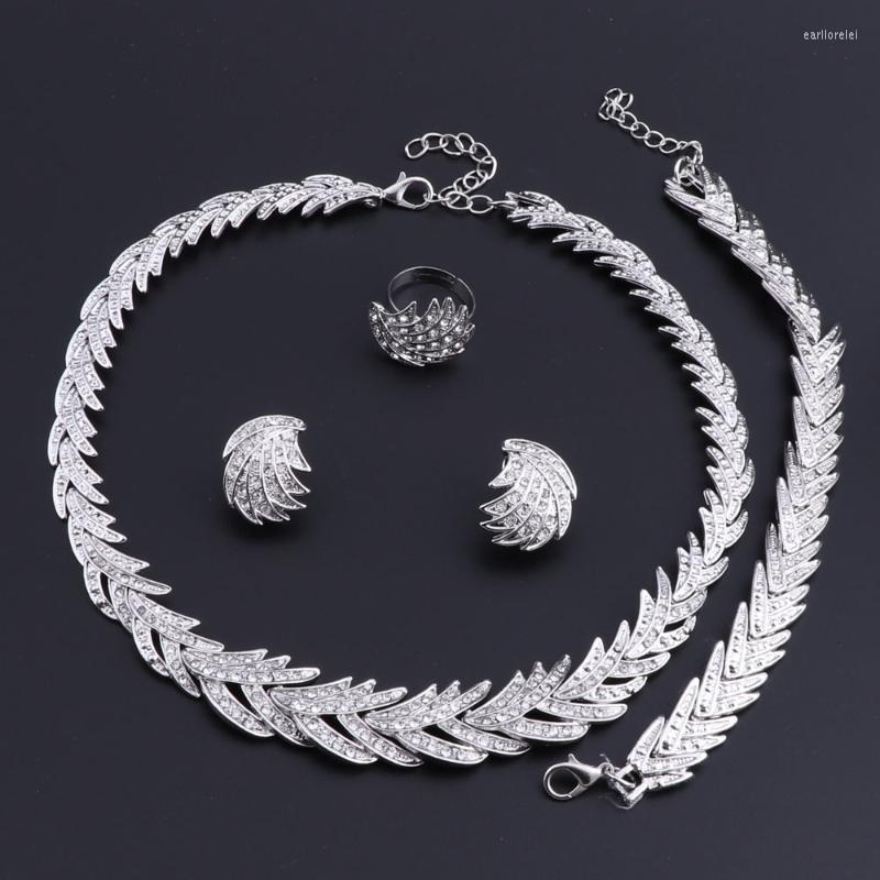 

Earrings & Necklace Nigerian Wedding Jewelry Set For Women African Dubai Silver Plated Brides SetsEarrings, As pic