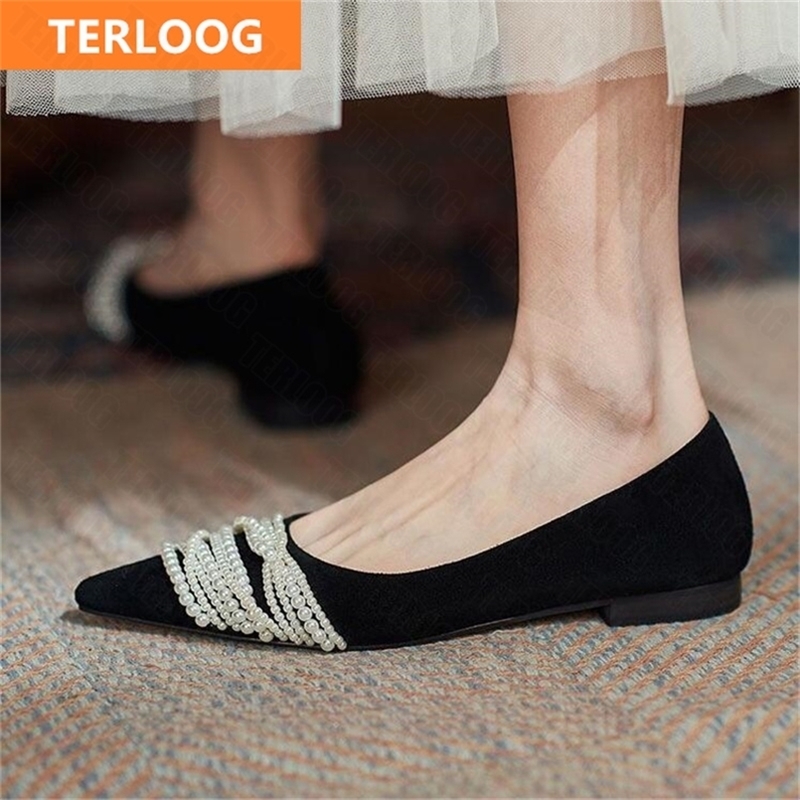 

Spring Summer Women Flats Shoes Fashion String Bead Ballet Sandals Casual Dress Shallow Women Shoes 220615, Black