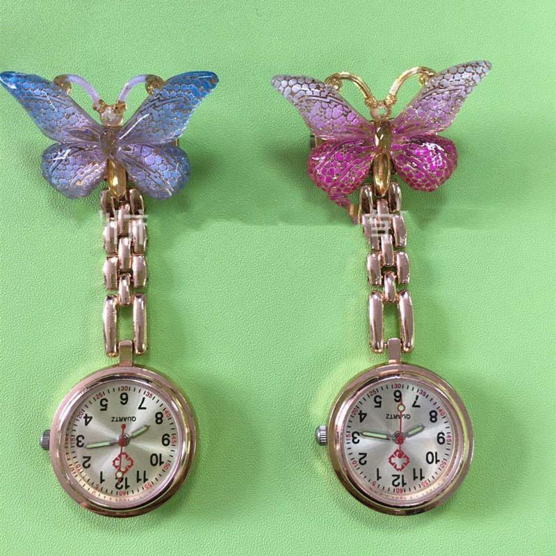 

Butterfly-shaped Nurse Watch Nursing Pockets Watches Delicate Clip-On Brooch Quartz Hanging Pocket Fob Brooch Ladies Doctor Clock For Women Men, Leave a message about color