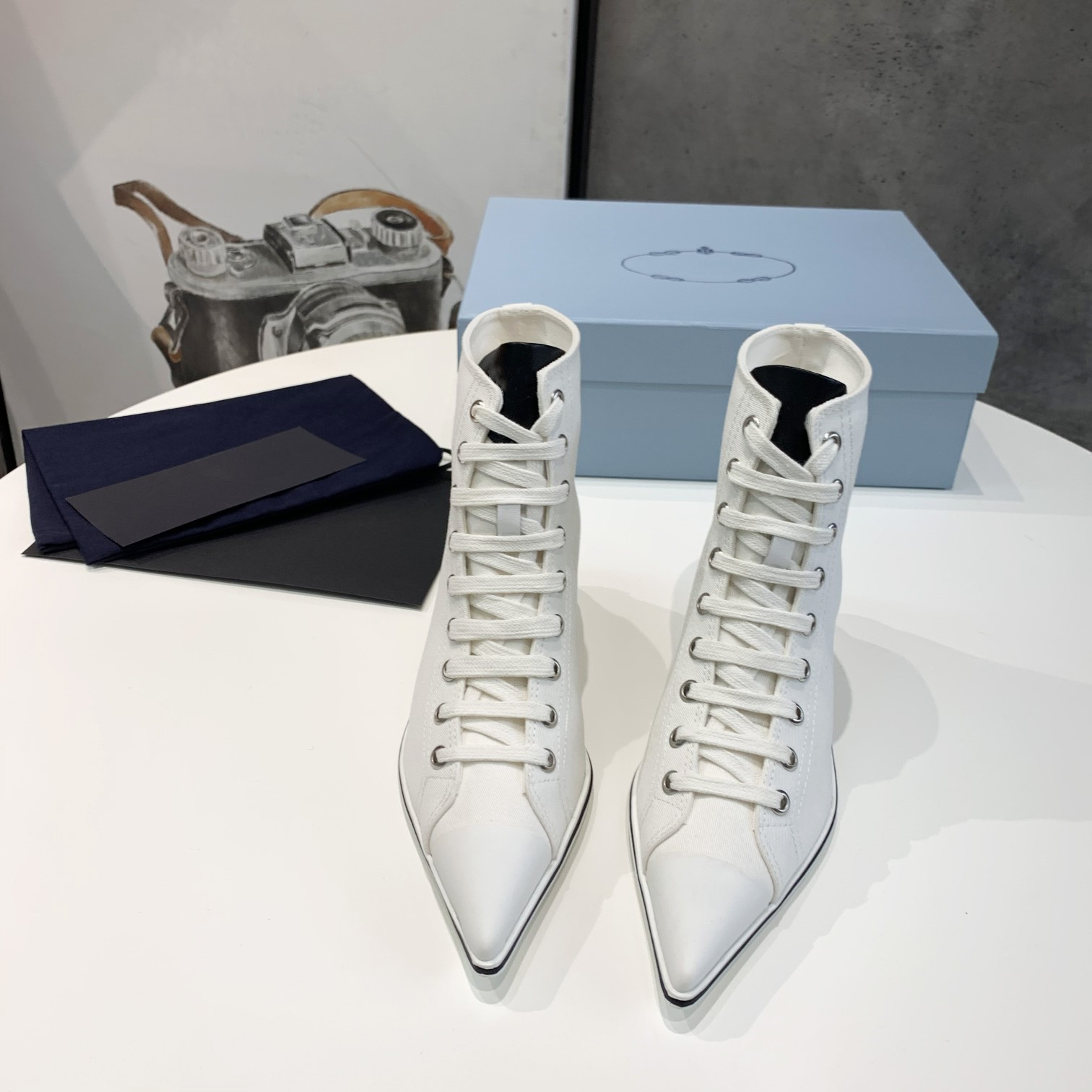 

Fashion-Designer-women hand knitting linen boots spring furry satin boot ankle booties fur leather outdoors shoes Heel height 4 cm, Black