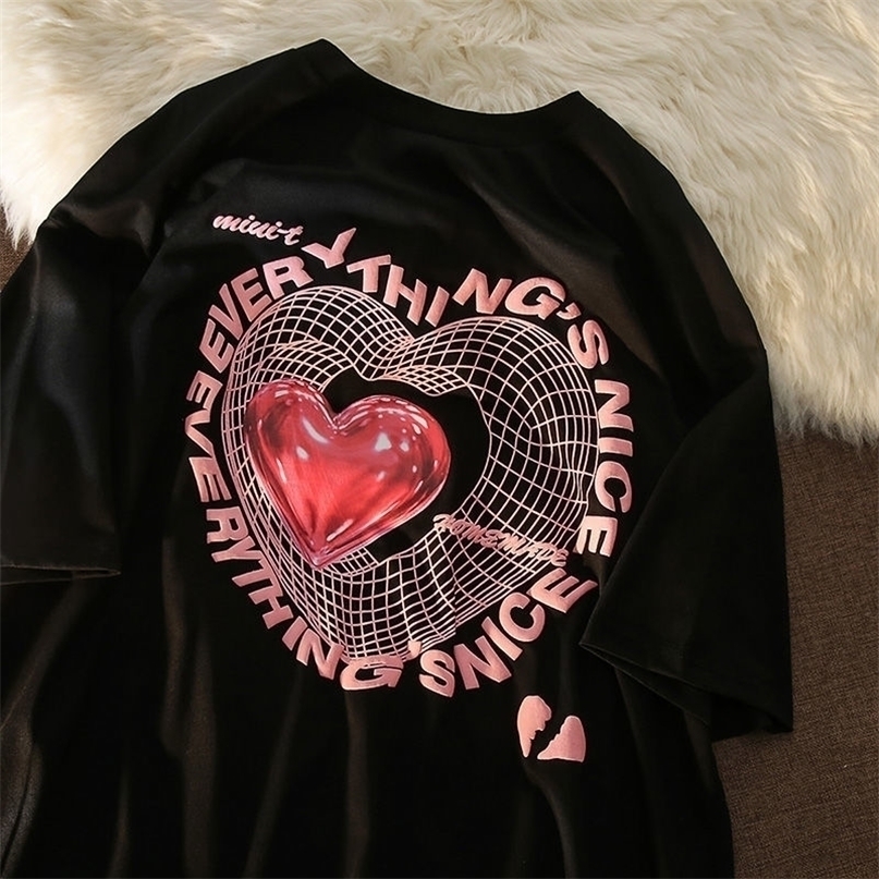 

Love short-sleeved t-shirt women summer loose brand couple top 220402