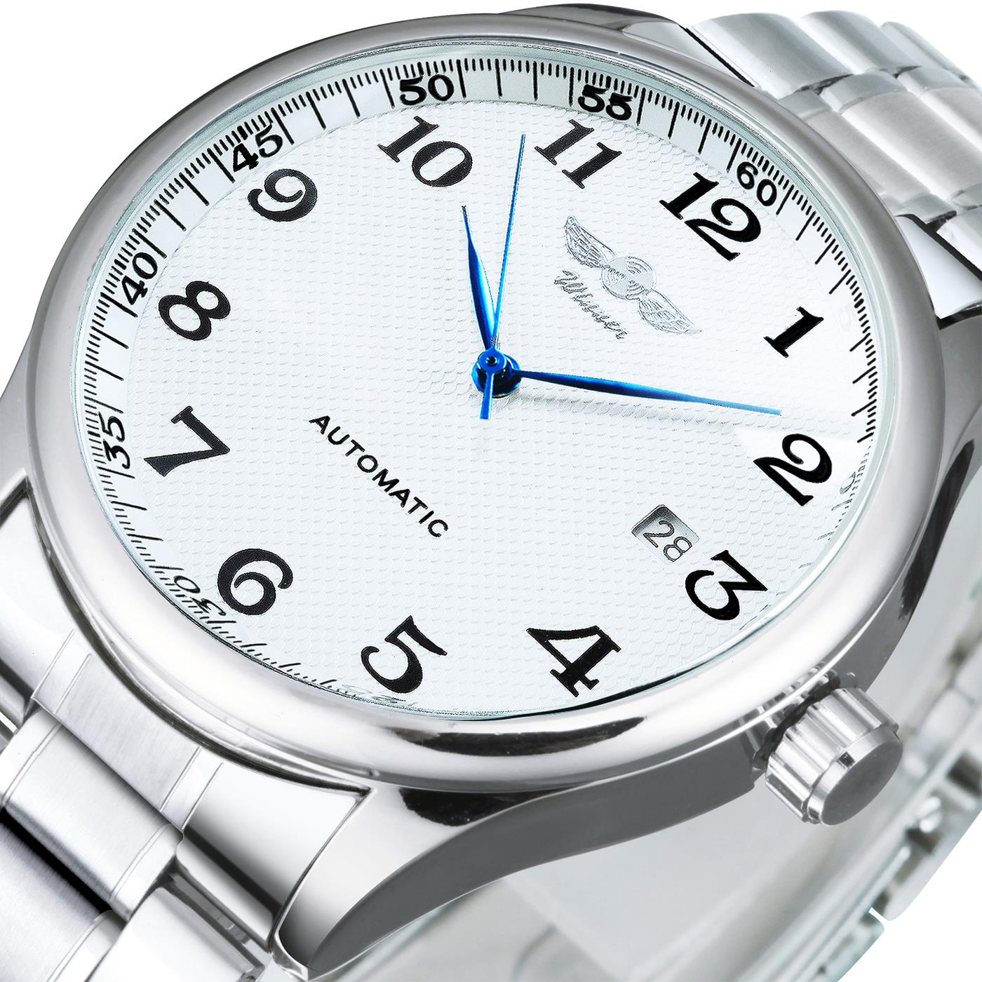Vainqueur Mécanique Montre Hommes Automatique Montres-Bracelets Top Marque De Luxe Maître Pièce Date Calendrier Classique Bracelet En Acier