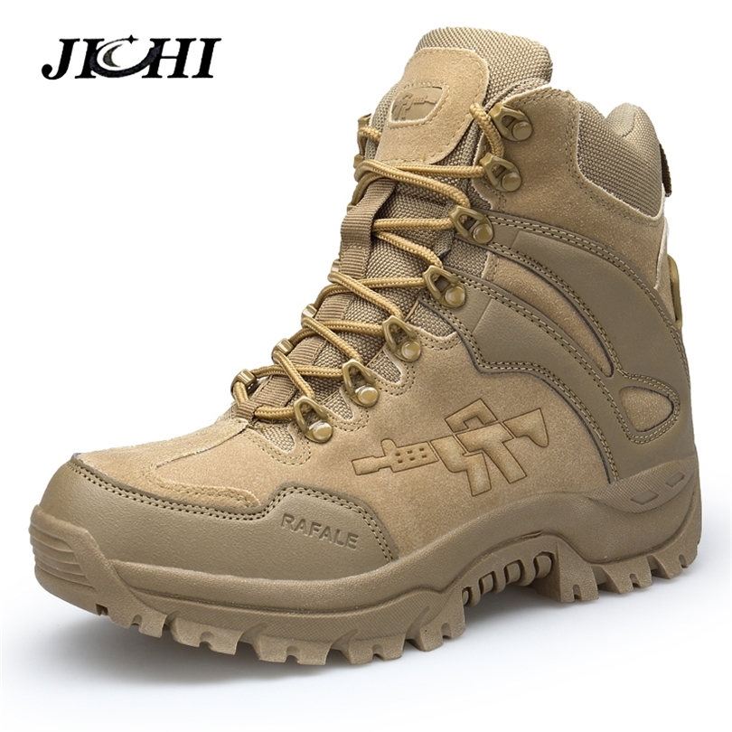 

JICHI Men's Military boot Combat Mens Chukka Ankle Boot Tactical Big Size Army Boot Male Shoes Safety Motocycle Boots CJ191205, Green
