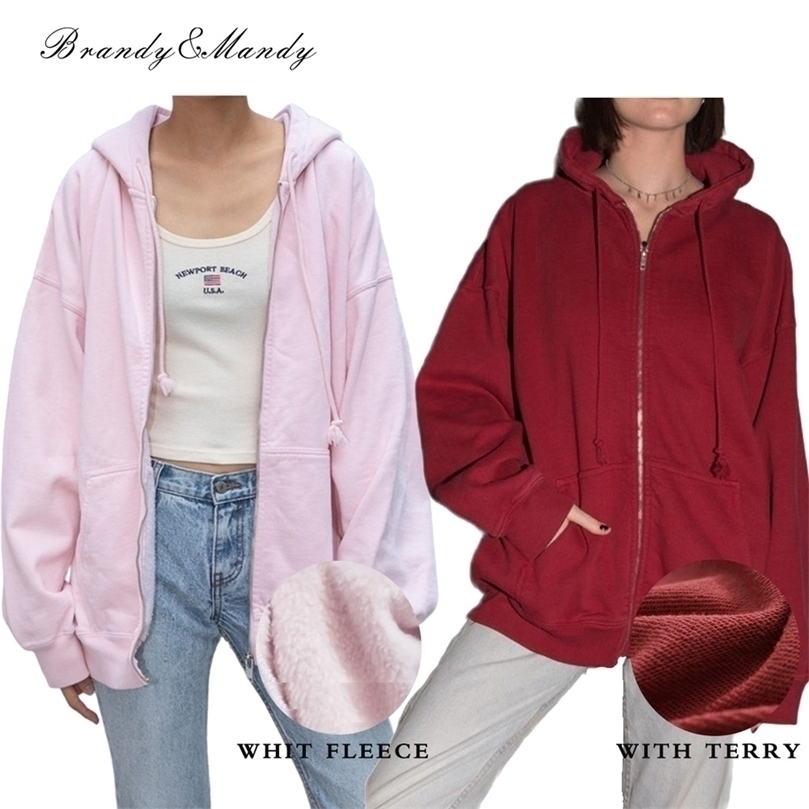 Sweat à capuche zippé pour femmes Sweetshirts Oversize Sweat à capuche rouge Sweat-shirt Brandy Femmes Sweats à capuche noirs Melville Pink Hoodi