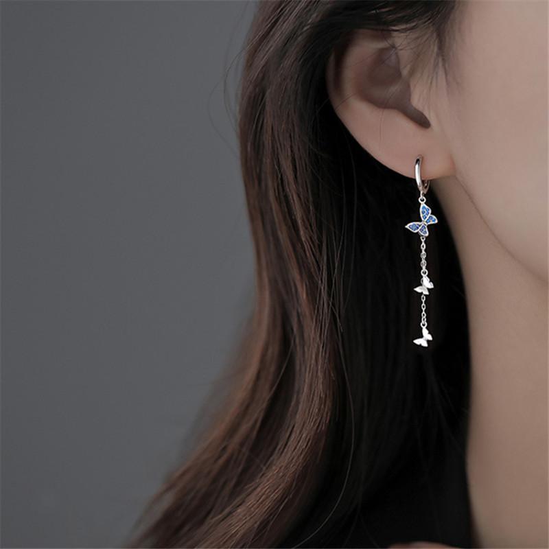 

Dangle & Chandelier Silver Color Tassel Long Chain Butterfly Drop Earring For Women Wedding Party Elegant Jewelry Eh596Dangle